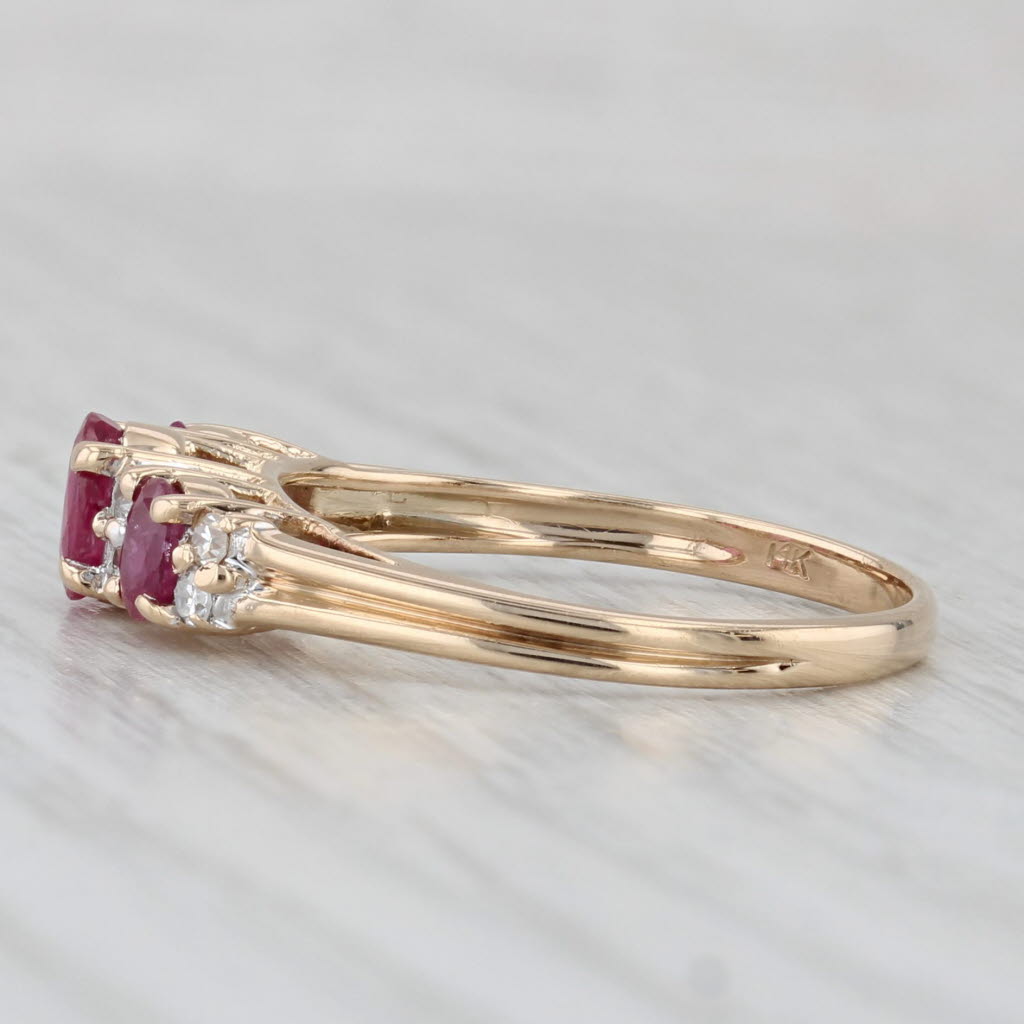 Light Gray 1ctw Ruby Diamond Ring 14k Yellow Gold 3-Stone Size 7 Stackable