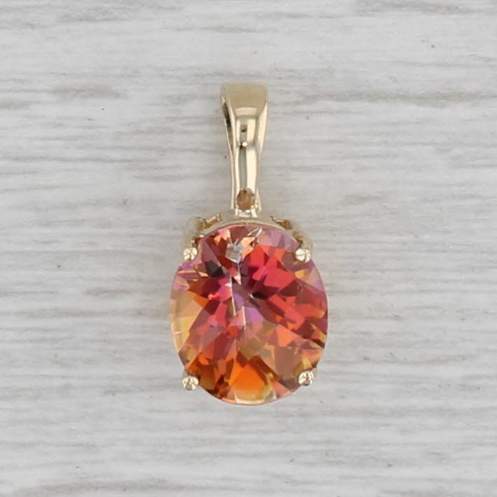 Gray 4.60ct Orange Mystic Topaz Pendant 14k Yellow Gold Enhancer Clip Bail