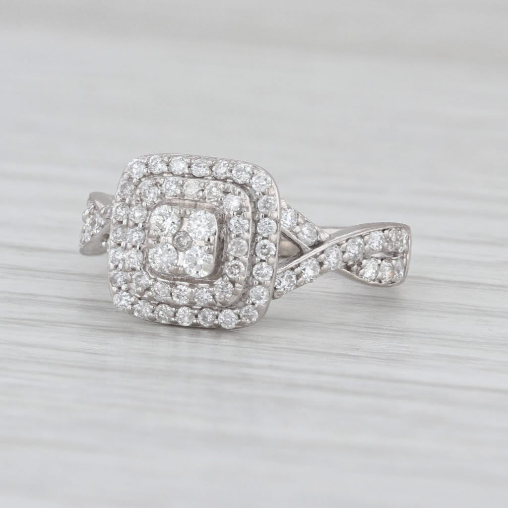 0.50ctw Diamond Double Halo Engagement Ring 10k White Gold Size 4.25