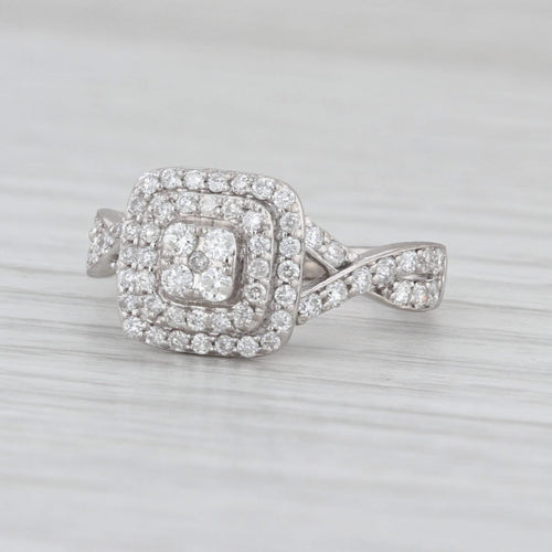 0.50ctw Diamond Double Halo Engagement Ring 10k White Gold Size 4.25