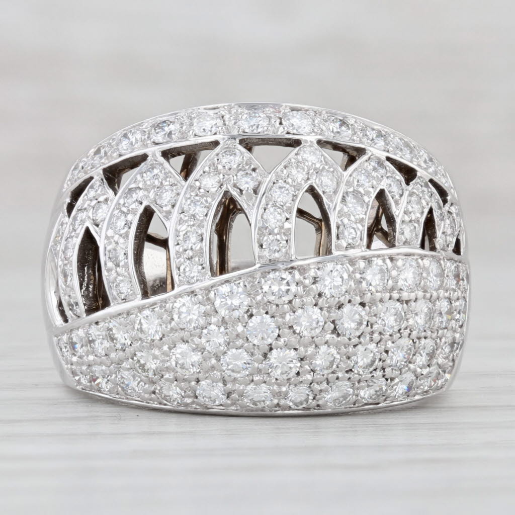 Light Gray 1.50ctw Damiani Princess Ring 18k White Gold Size 7.25 Cocktail Band