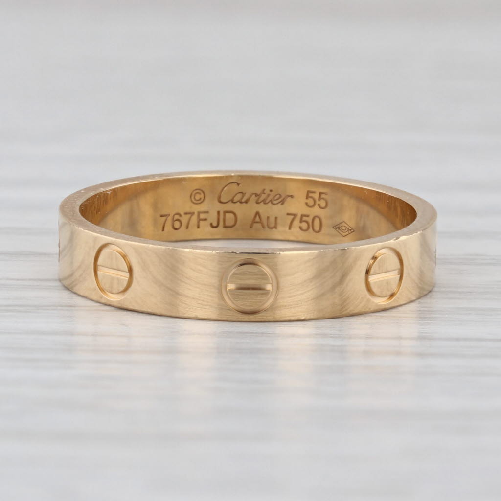 Cartier Love Small Wedding Band w/ Box Receipt Certificate 3.6mm Ring 18k Gold