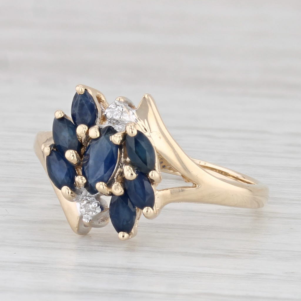 Light Gray 0.82ctw Blue Sapphire Diamond Ring 10k Yellow Gold Size 7