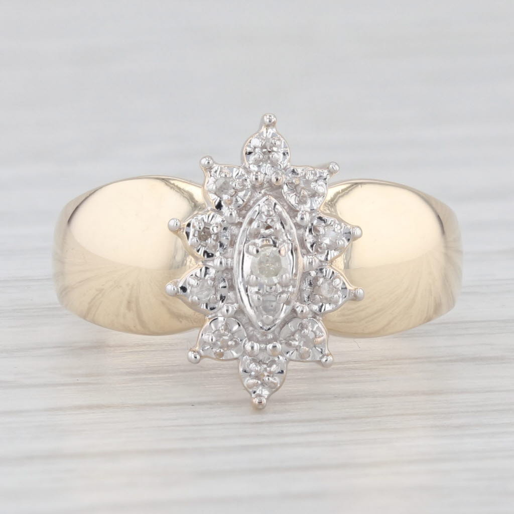 Light Gray Diamond Cluster Ring 10k Yellow Gold Size 5.75