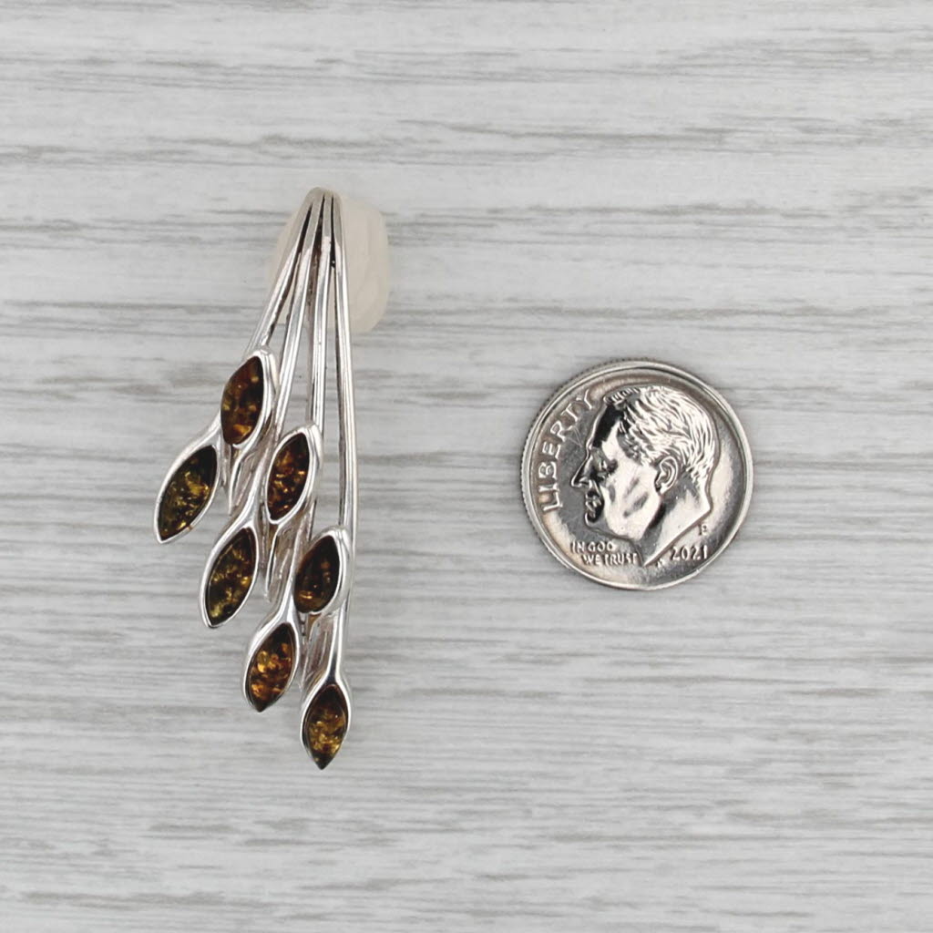 Floral Amber Statement Pendant Sterling Silver