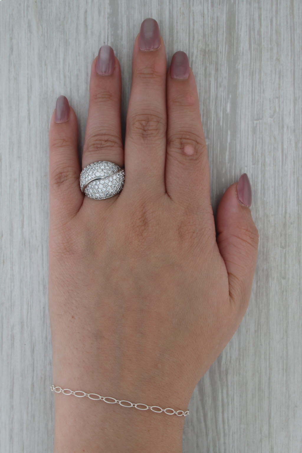 4.25ctw Diamond Pave Overlay Ring 14k White Gold Size 7 Cocktail
