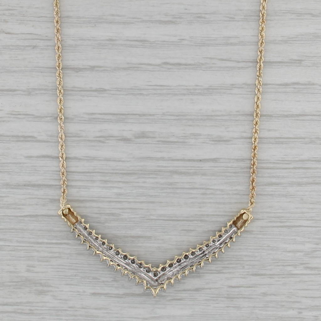 0.79ctw Diamond V Necklace 14k Yellow Gold 17.5" Rope Chain