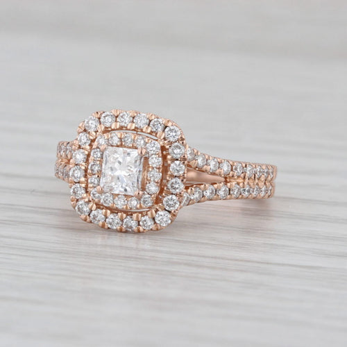 0.95ctw Lab Grown Princess Diamond Halo Engagement Ring 14k Rose Gold Size 5