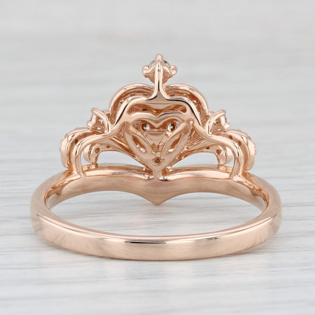 Light Gray Le Vian Tiara Crown Heart Ring 0.50ctw Chocolate Diamonds 14k Rose Gold Size 11