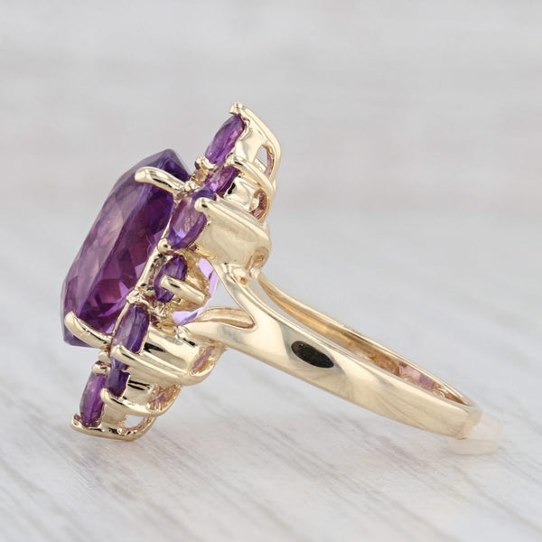 Light Gray 8.20ctw Amethyst Cocktail Ring 14k Yellow Gold Size 6.5