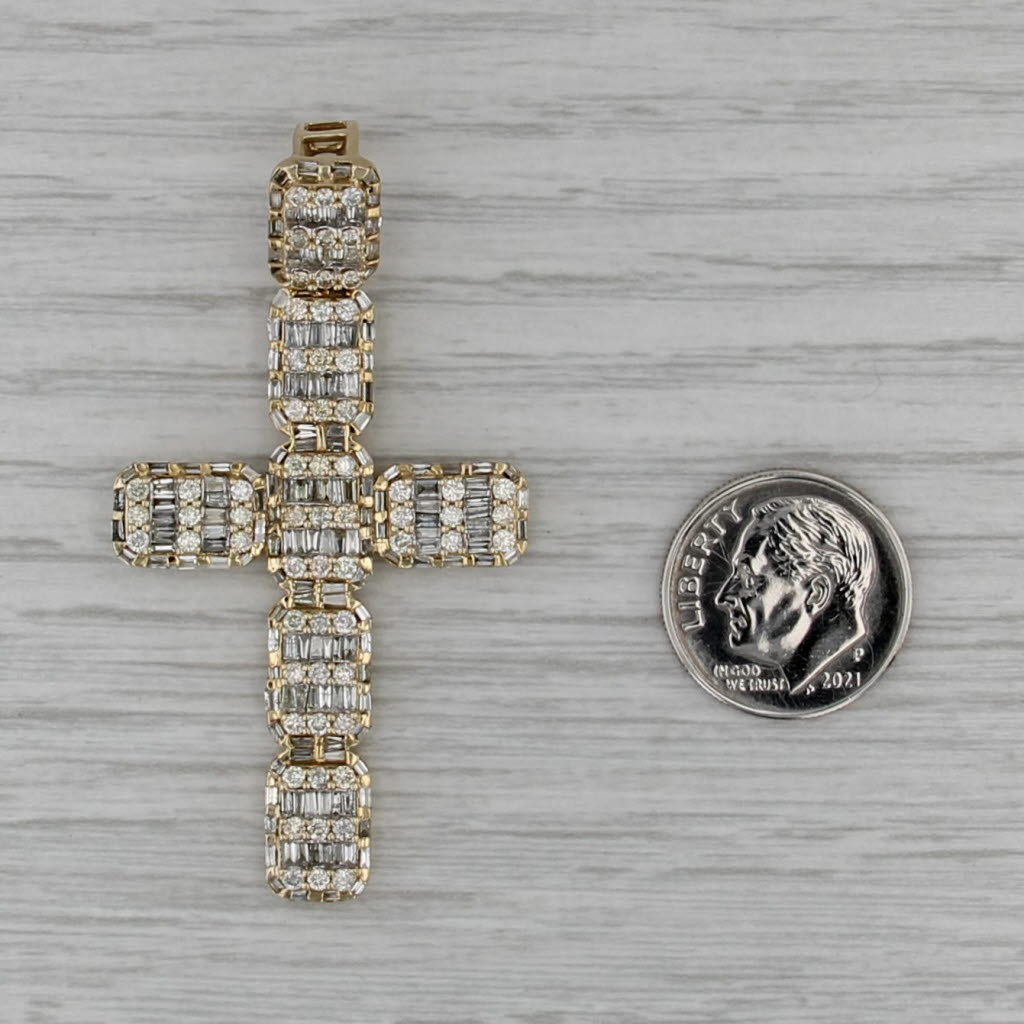 2.32ctw Diamond Cross Pendant 10k Yellow Gold Statement