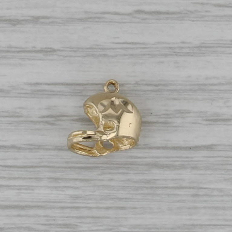 Football Helment Charm 14k Yellow Gold Sports Themed Pendant
