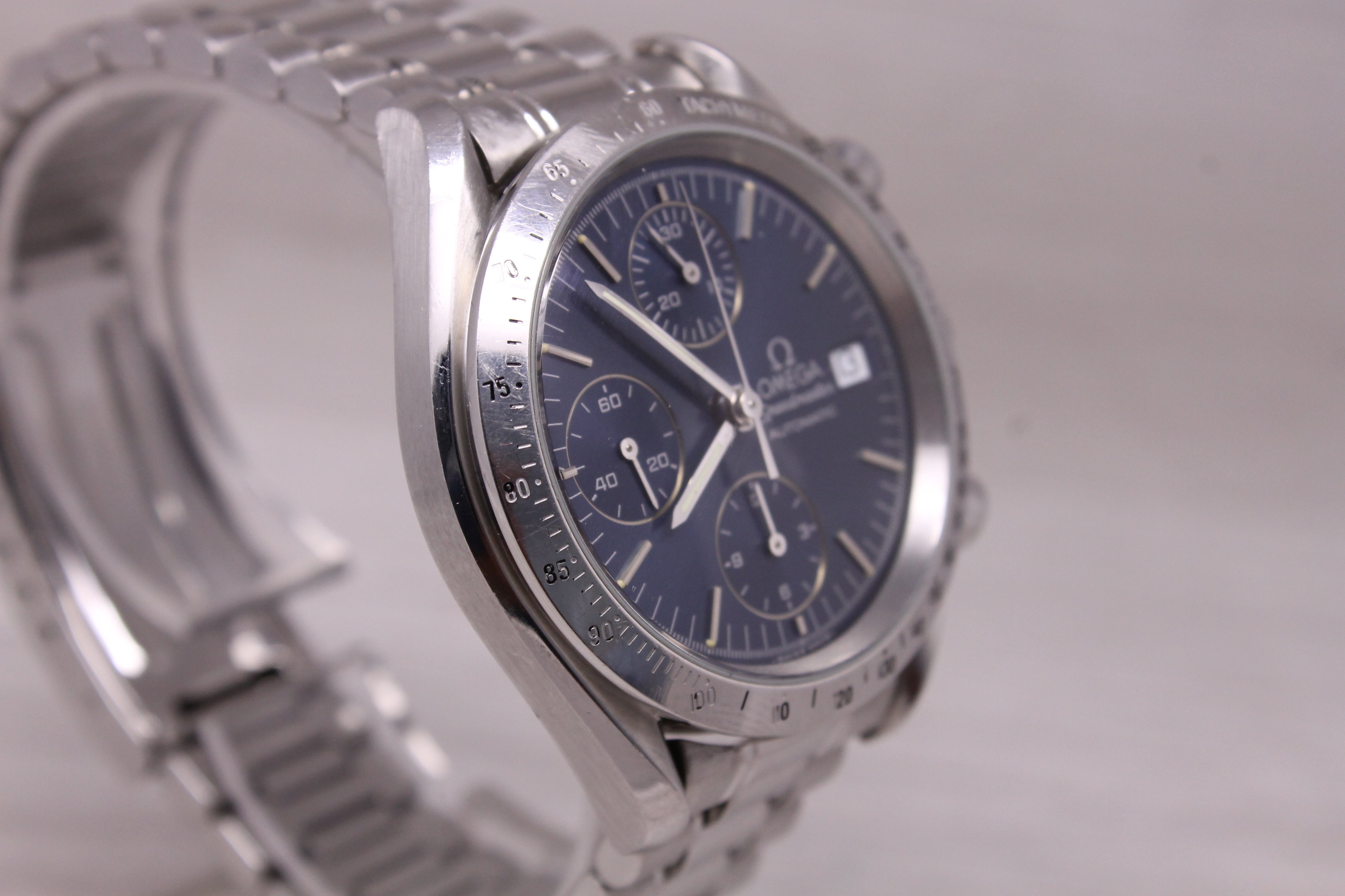 Omega Speedmaster Steel 39mm Automatic Watch Swiss Chronograph Date Blue 3511.80