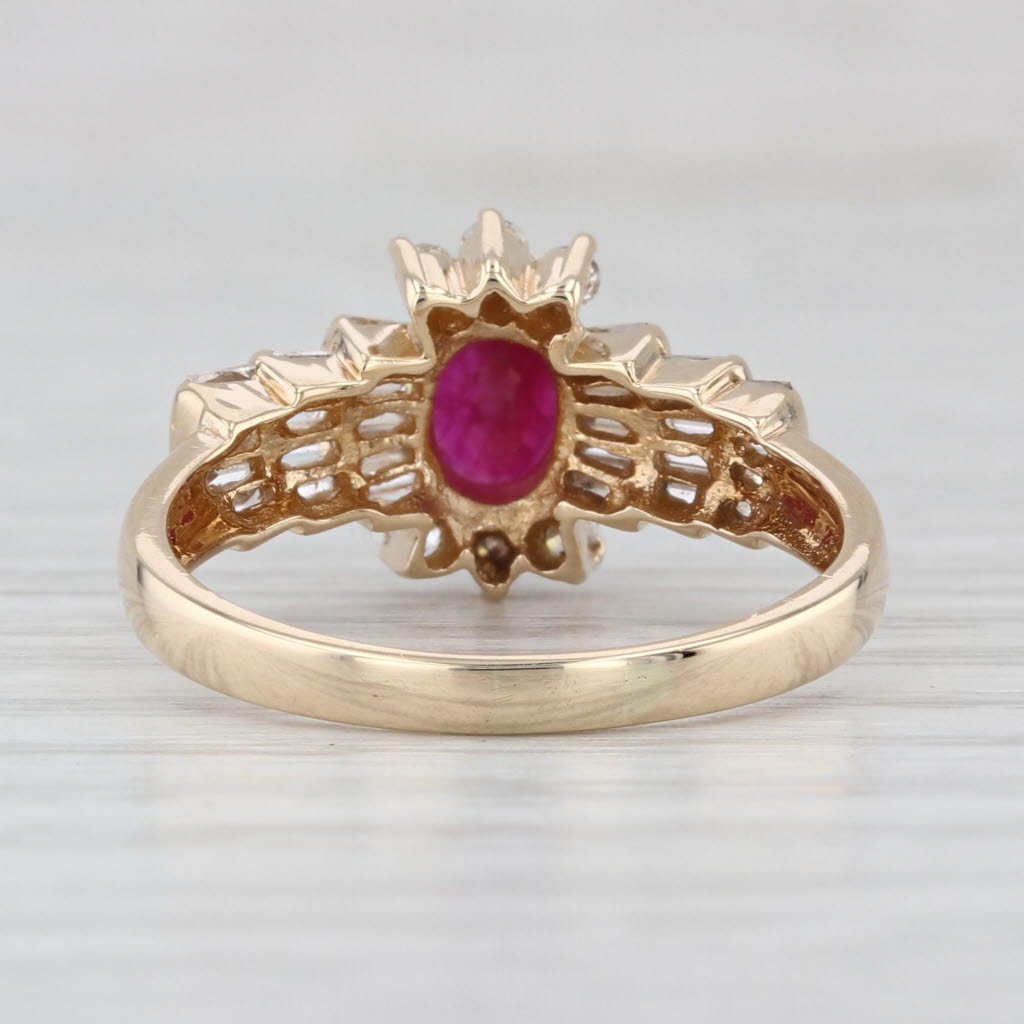 1.42ctw Oval Ruby Diamond Ring 14k Yellow Gold Size 8