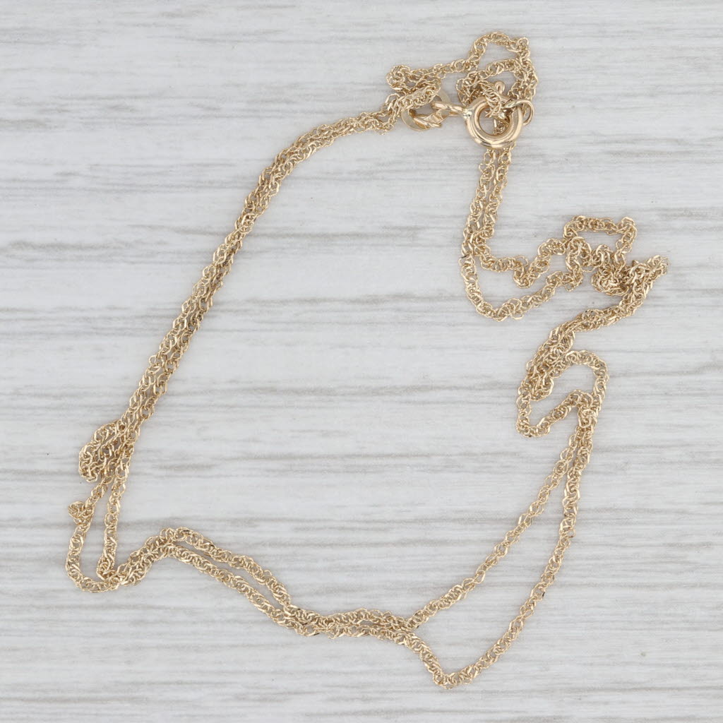 Light Gray 19.75" 1.2mm Fine Rope Chain Necklace 14k Yellow Gold