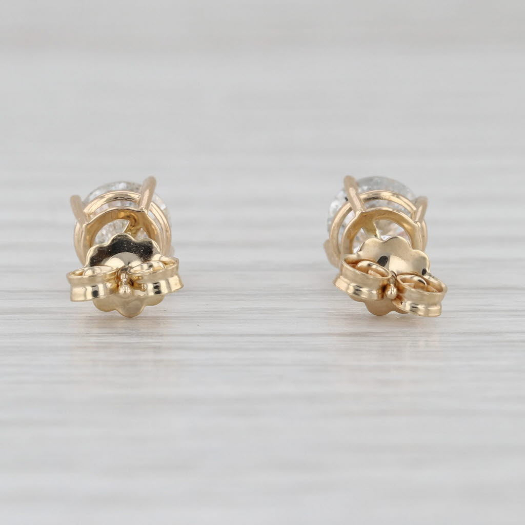 1.28ctw Diamond Stud Earrings 14k Yellow Gold Round Solitaire Studs