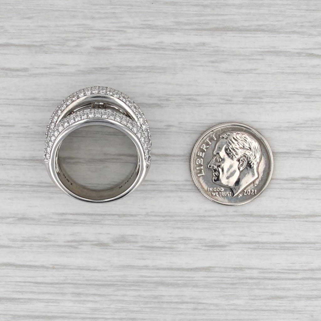 3.80ctw Stacked Multiband Ring 18k White Gold Size 6 Bock Cocktail Anniversary
