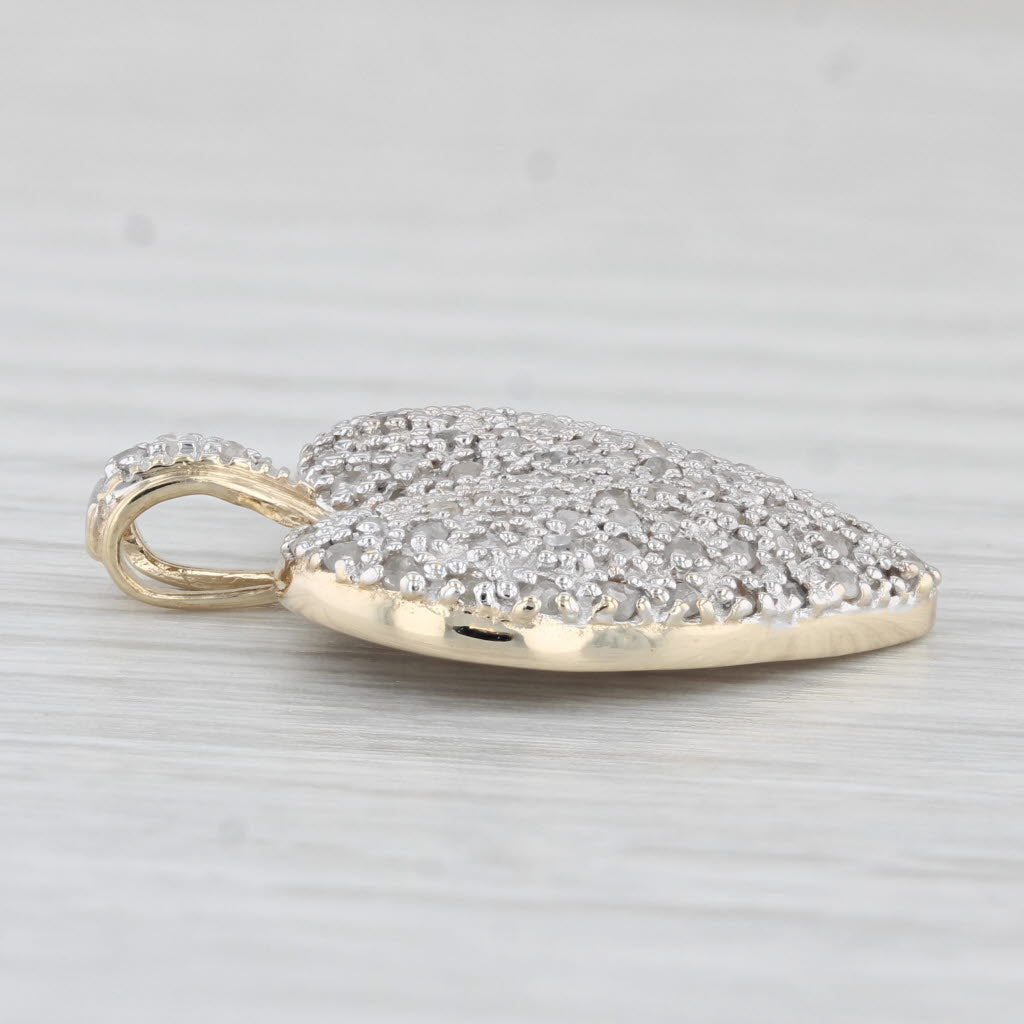 Light Gray 0.50ctw Pave Diamond Heart Pendant10k Yellow Gold