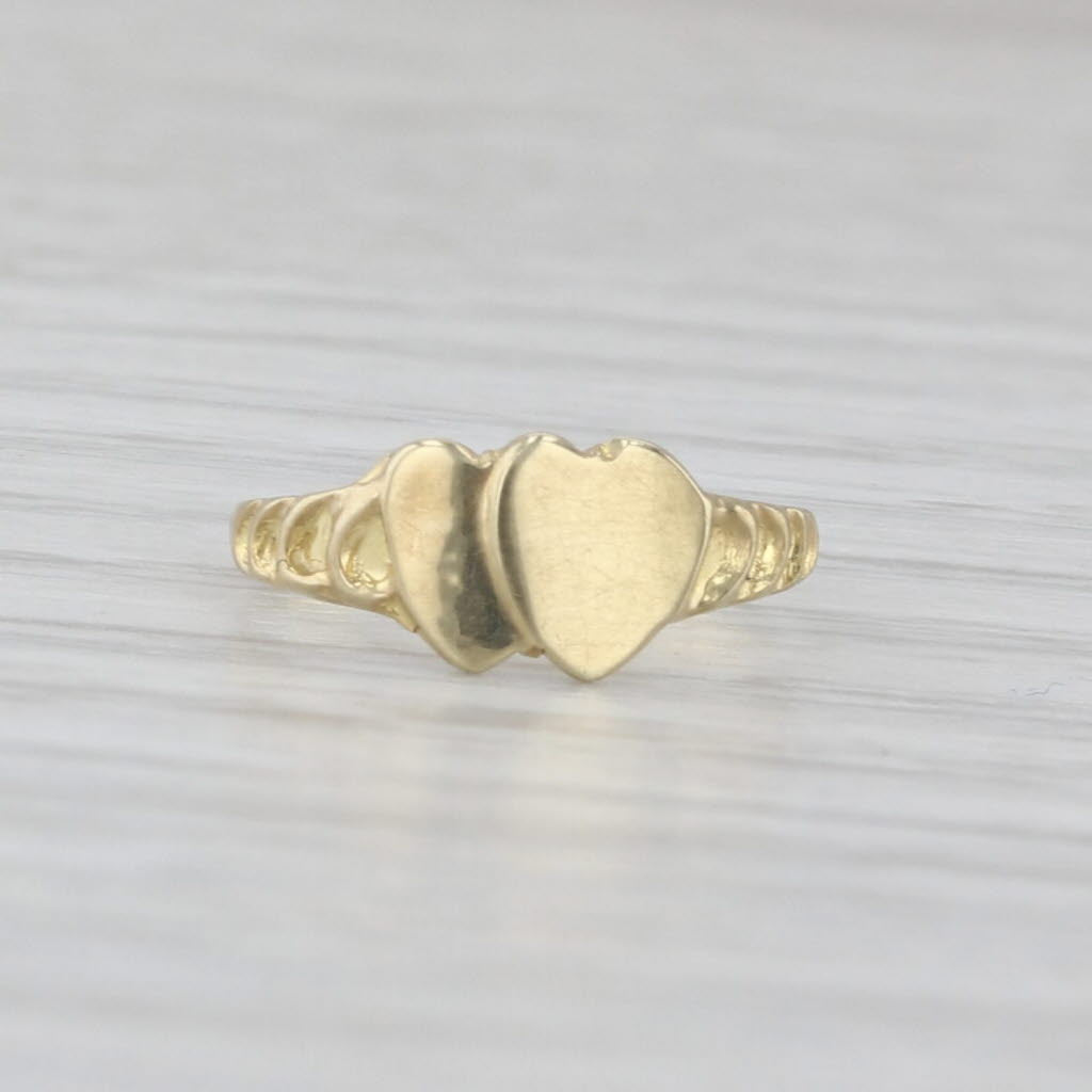 Vintage Engravable Hearts Ring 14k Yellow Gold Small Baby Size