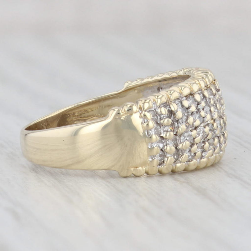 Light Gray 0.90ctw Pave Diamond Ring 14k Yellow Gold Size 7.25