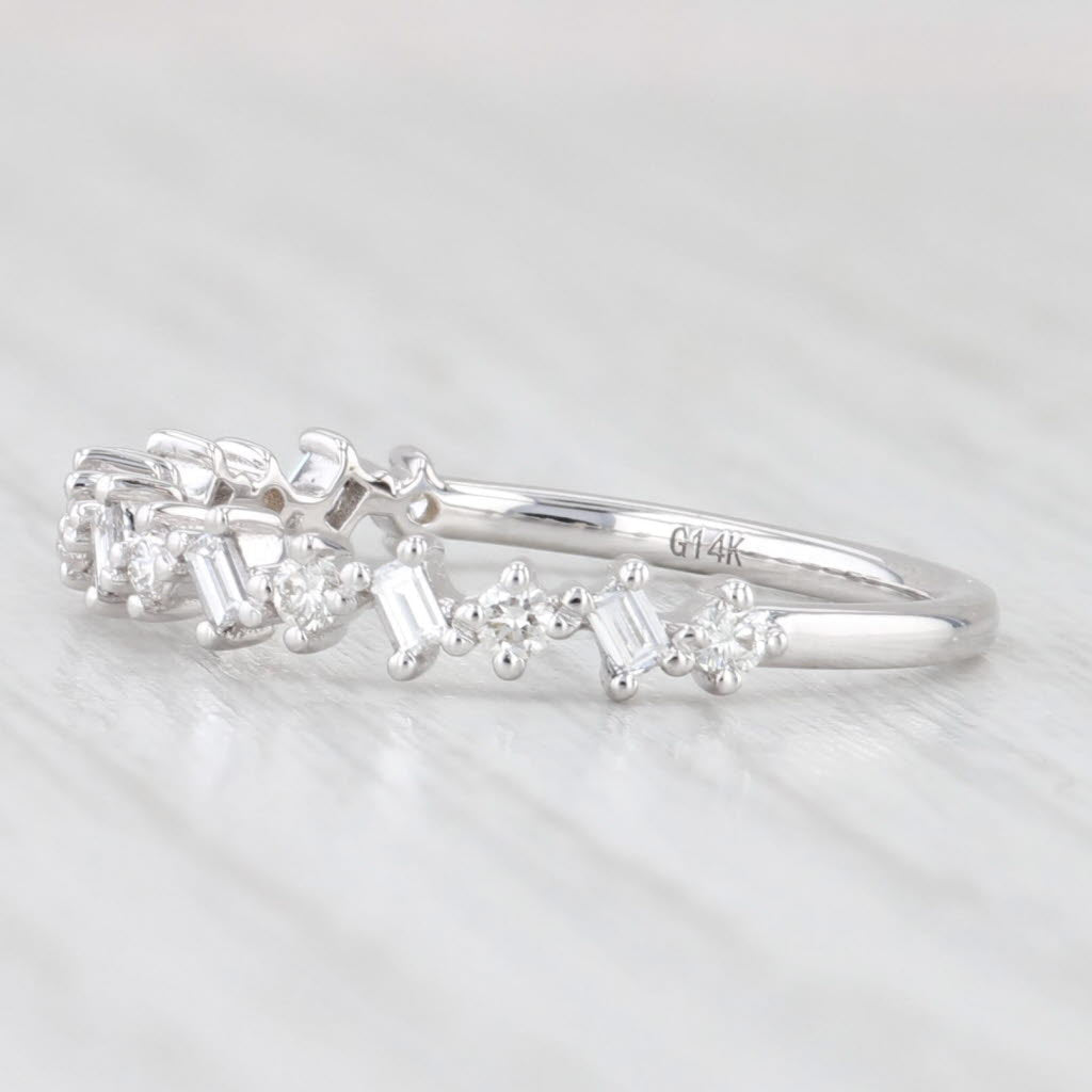 Light Gray New 0.30tw Diamond Wedding Band 14k White Gold Stackable Anniversary Ring 6.5