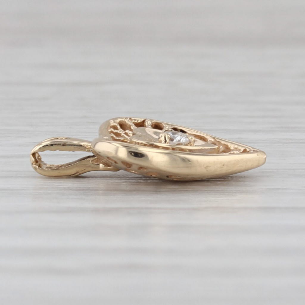 Diamond Accented Heart Pendant 14k Yellow Gold Small Drop