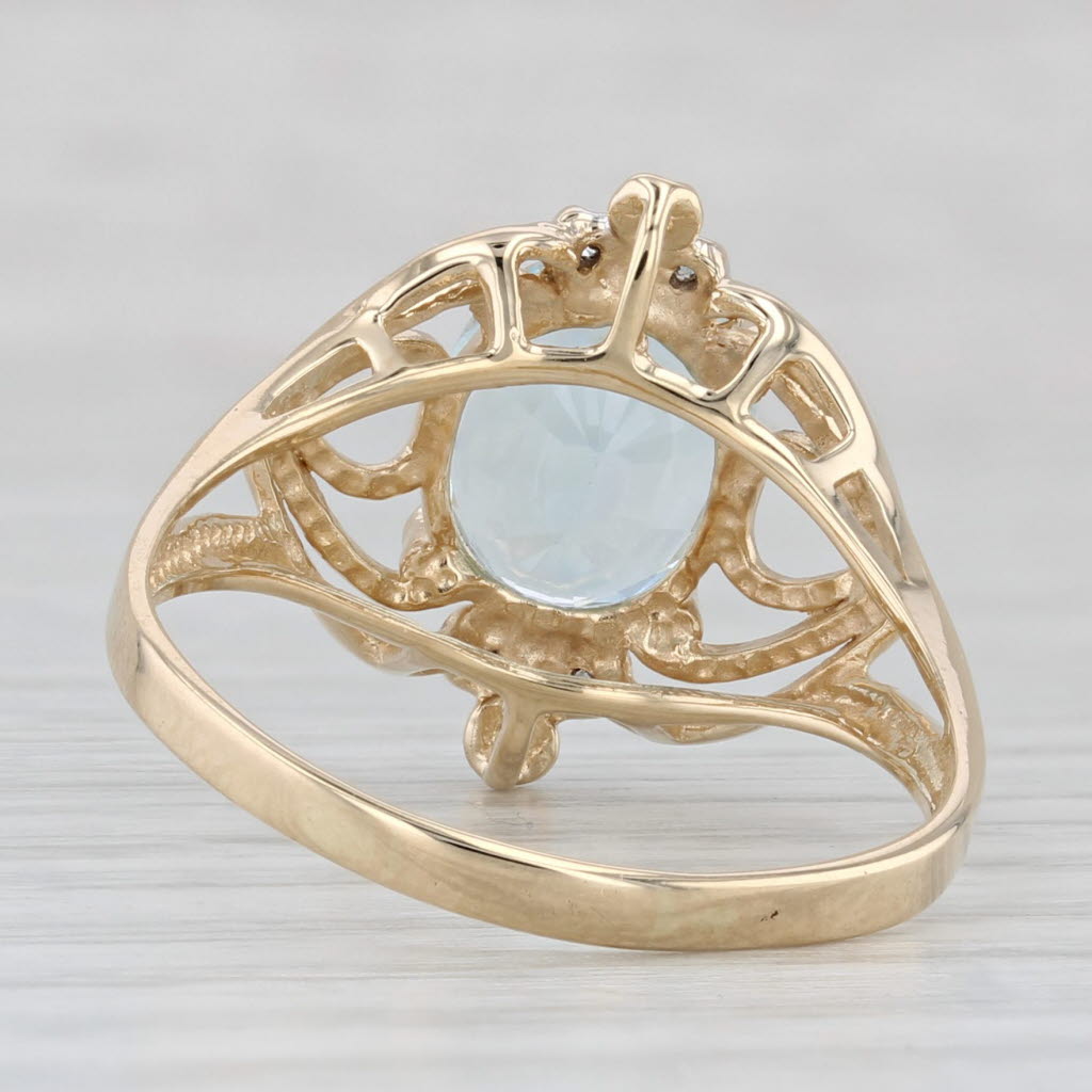 Light Gray 2.50ctw Oval Aquamarine Diamond Ring 14k Yellow Gold Size 10.5