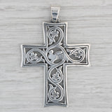 Gray James Avery Ornate Floral Dove Cross Pendant Sterling Silver Statement