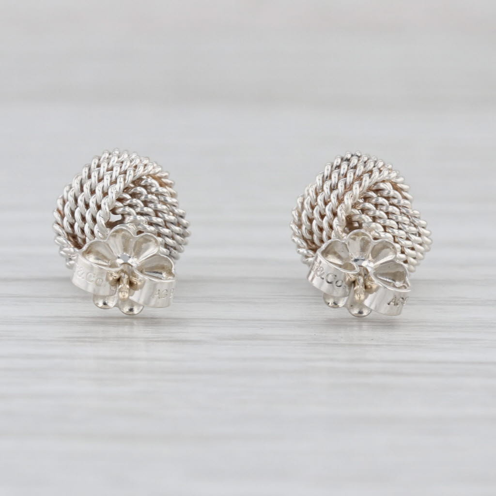 Tiffany & Co Love Knot Stud Earrings w/ Box Pouch Sterling Silver Studs