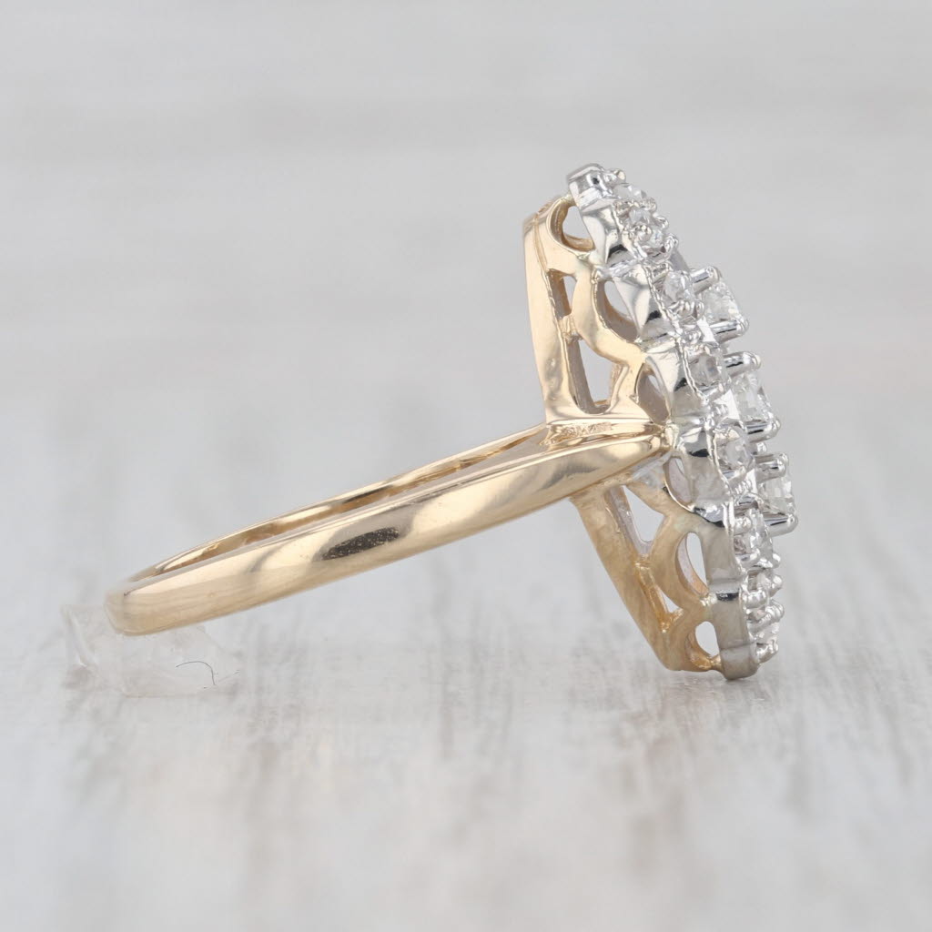 0.38ctw Diamond 3-Stone Halo Princess Ring 14k White Yellow Gold Size 6.25