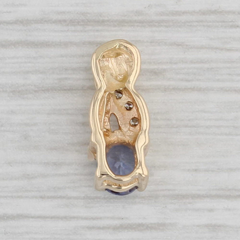 0.32ctw Tanzanite Diamond Pendant 14k Yellow Gold Small Drop