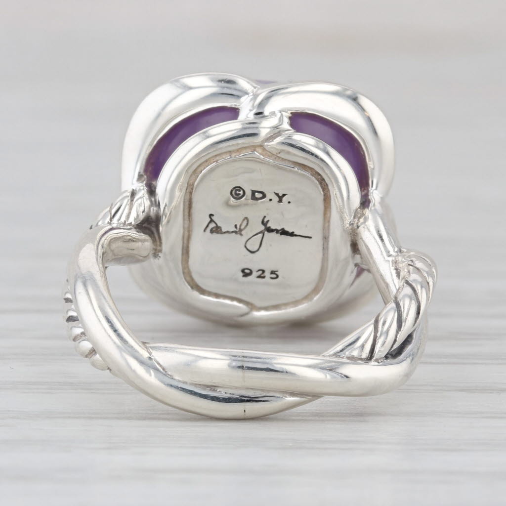 David Yurman Continuance 14mm Amethyst Round Cabochon Ring Sterling Silver