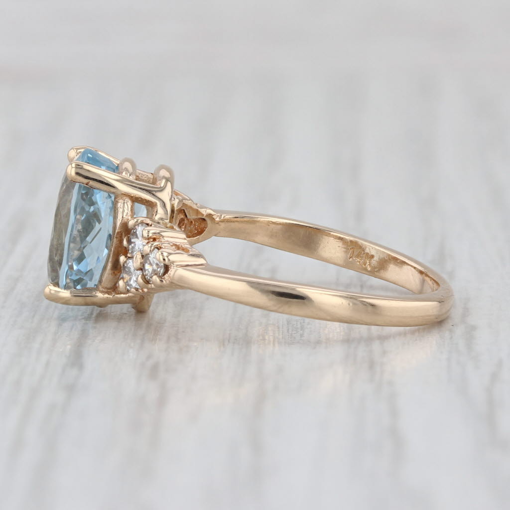 3.23ctw Aquamarine Diamond Ring 14k Yellow Gold Size 8