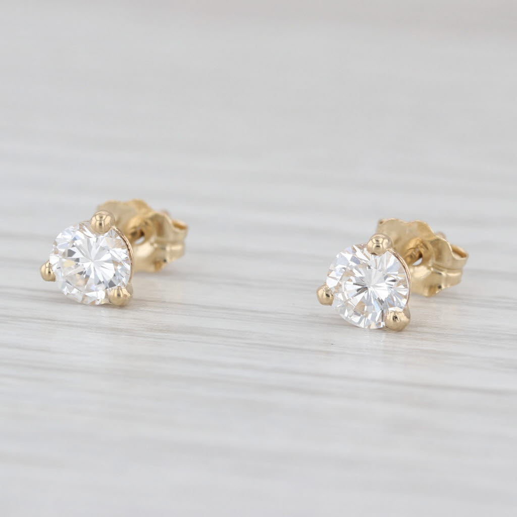 New 0.68ctw Diamond Solitaire Stud Earrings 14k Gold Round Brilliant Studs