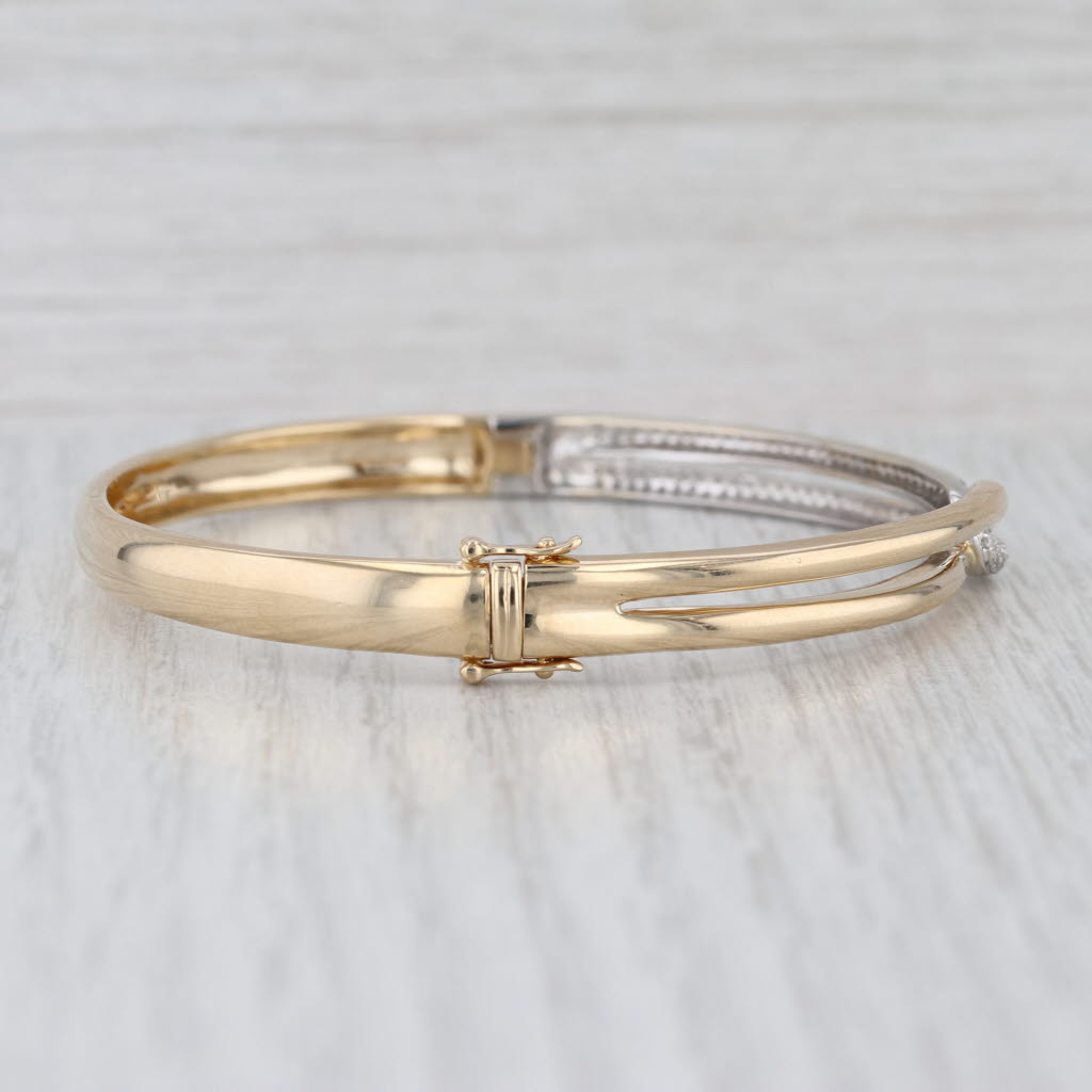 Effy 0.45ctw Diamond Interlocking Bangle Bracelet 14k Yellow White Gold 6.75"