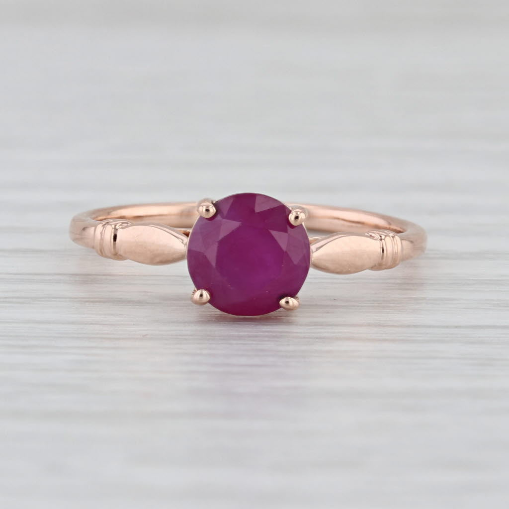 Luxoro 1.50ct Ruby Round Brilliant Solitaire Ring 14k Rose Gold Size 8