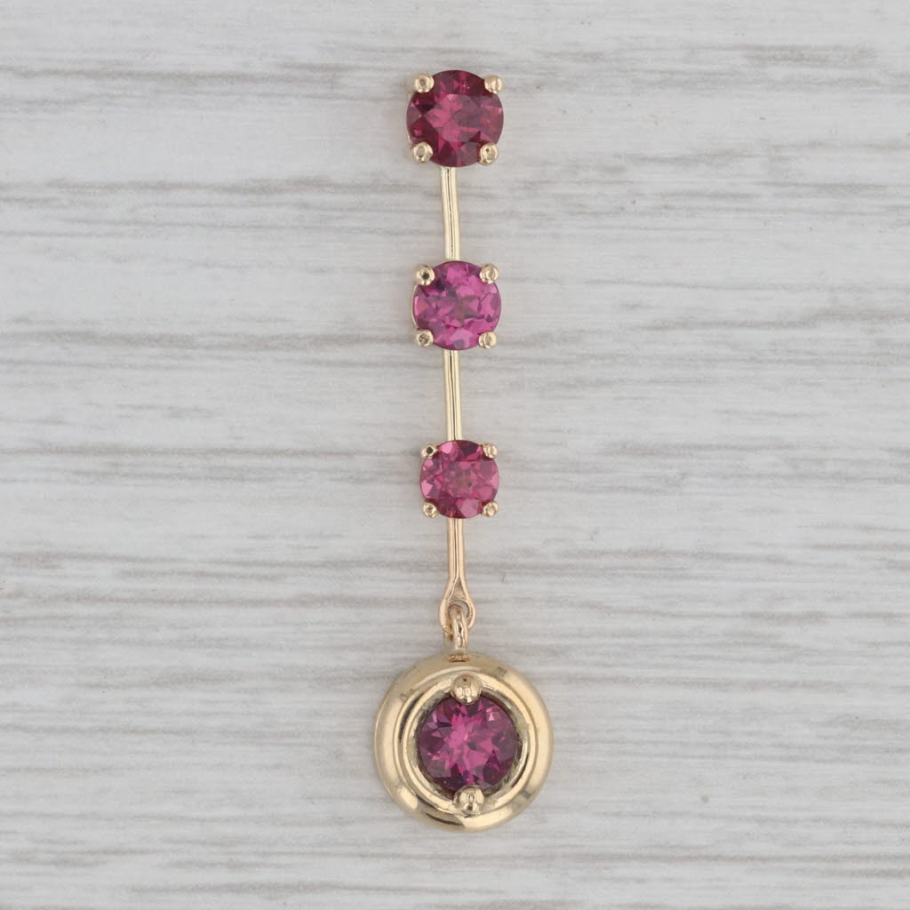 Gray 1.50ctw Pink Sapphire Journey Drop Pendant 14k Yellow Gold