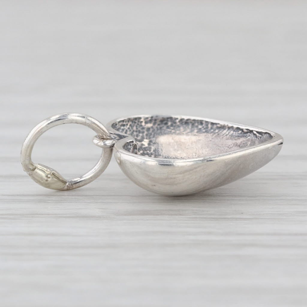 Vintage Puffy Heart Charm Sterling Silver 3D