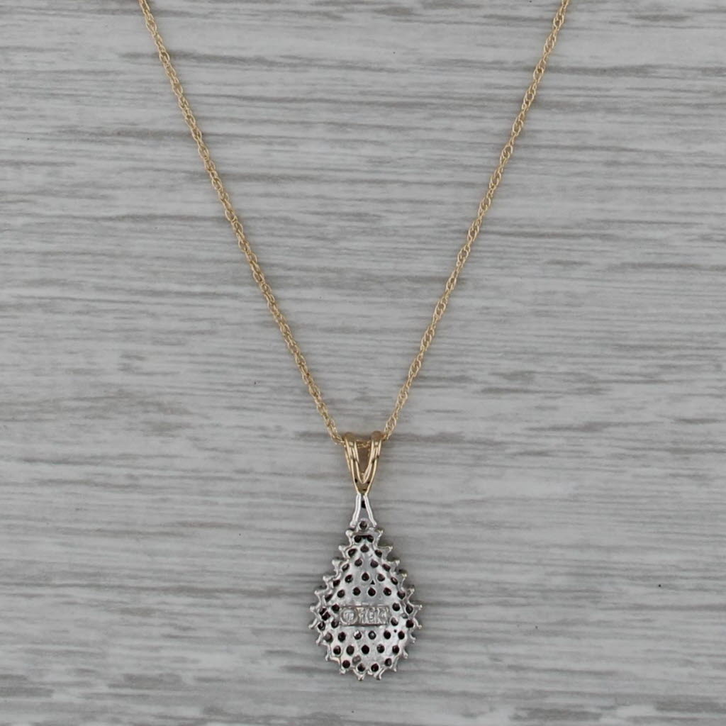 0.20ctw Pave Diamond Cluster Pendant Necklace 10k Yellow White Gold 18.25"