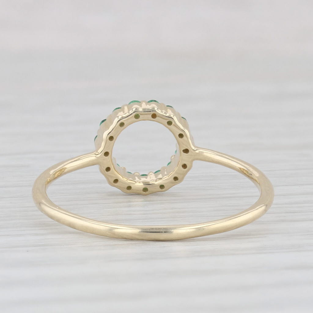 Light Gray New 0.15ctw Emerald Circle Ring 10k Yellow Gold Size 7