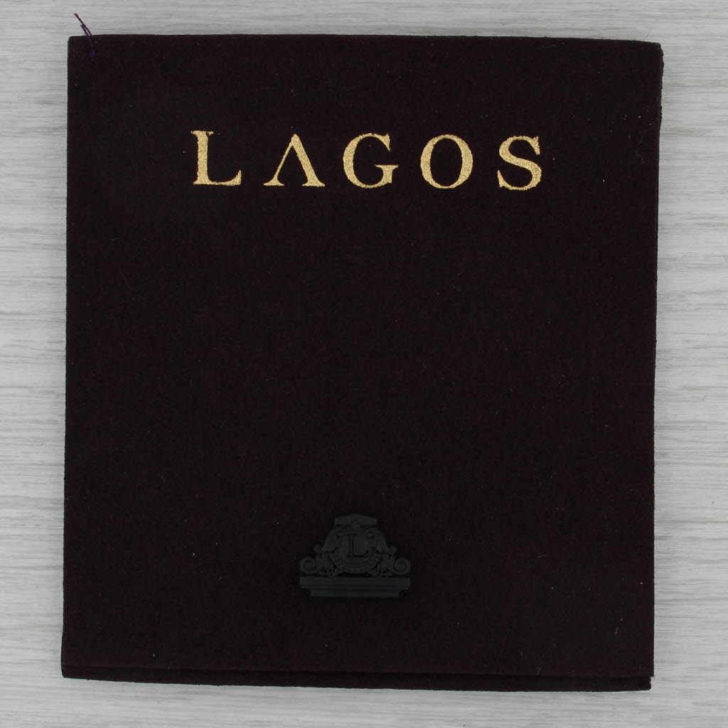 New Lagos Signature Caviar Dot Hoop Sterling Silver w/ Pouch Card Round Hoops