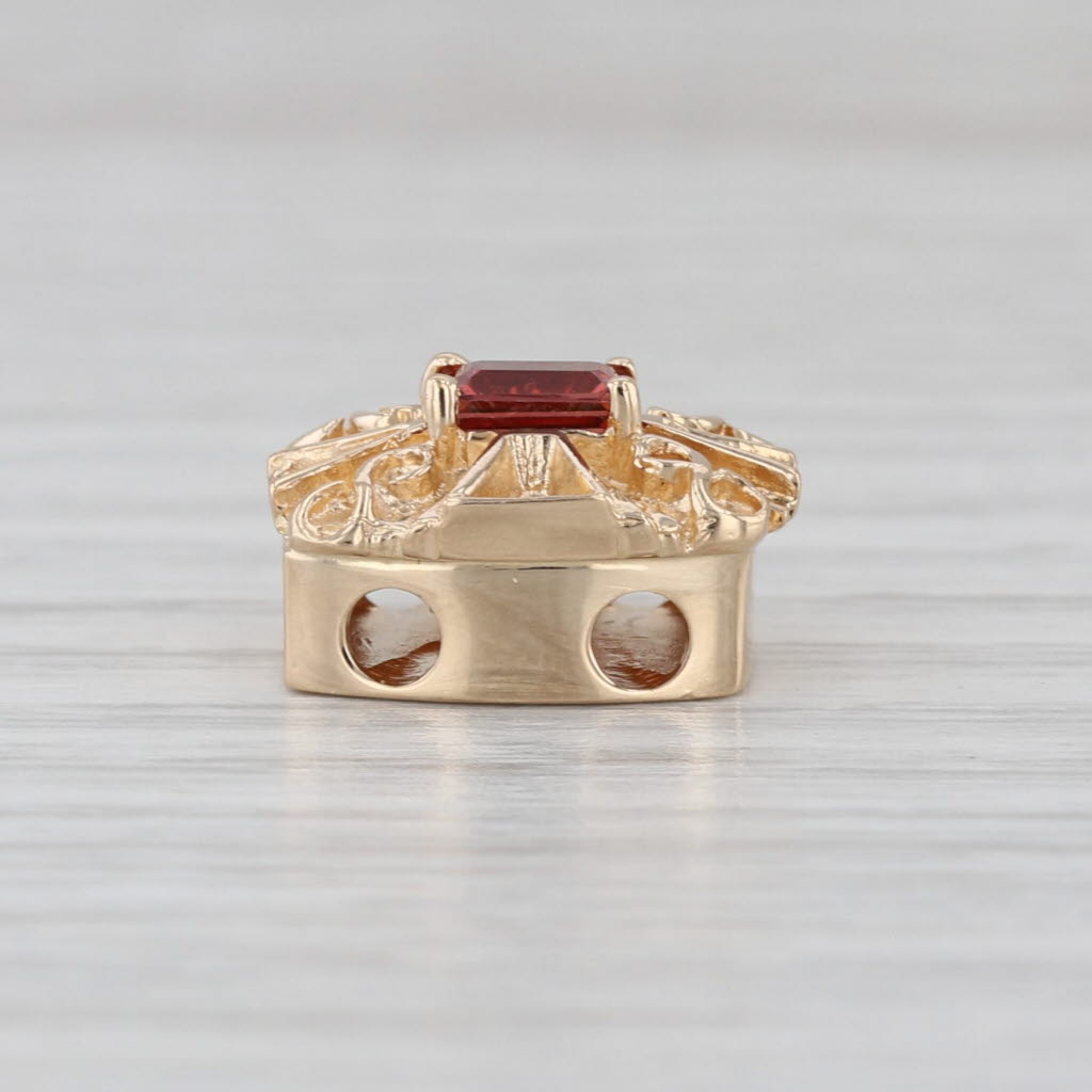 Richard Glatter 0.40ct Garnet Solitaire Slide Bracelet Charm 14k Gold Vintage