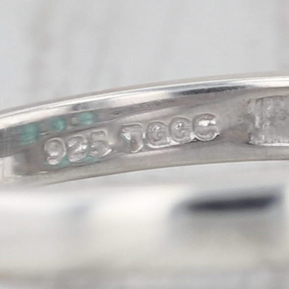 1.05ctw 3-Stone Emerald Ring Sterling Silver Diamond Accents Size 6 COA