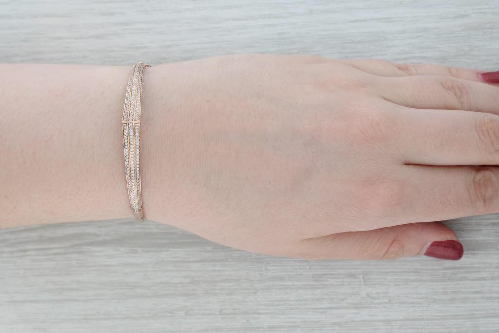Gray Le Vian 1.63ctw Ruby Diamond Contoured Bangle Bracelet 18k Rose Gold 6.25"