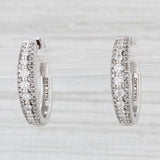 Light Gray 0.34ctw Diamond Hoop Earrings 10k White Gold Hinged Snap Top