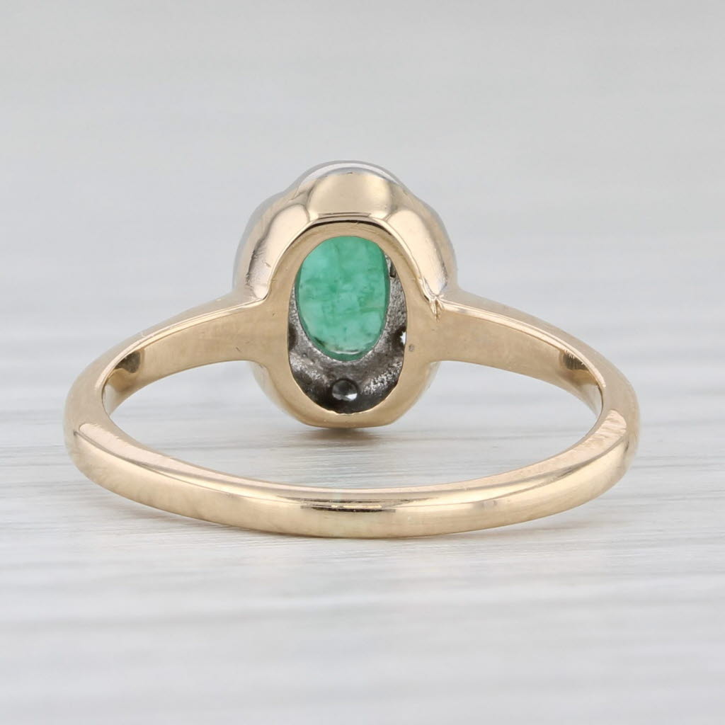 Light Gray 0.23ctw Emerald Diamond Halo Ring 14k Yellow Gold Size 5