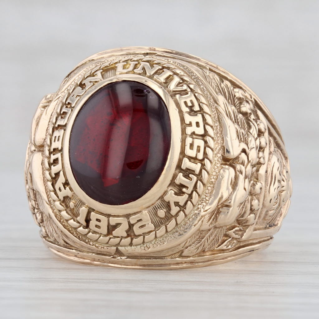 Light Gray Auburn University Class Ring Lab Created Ruby 10k Gold 1961 Men's Size 10