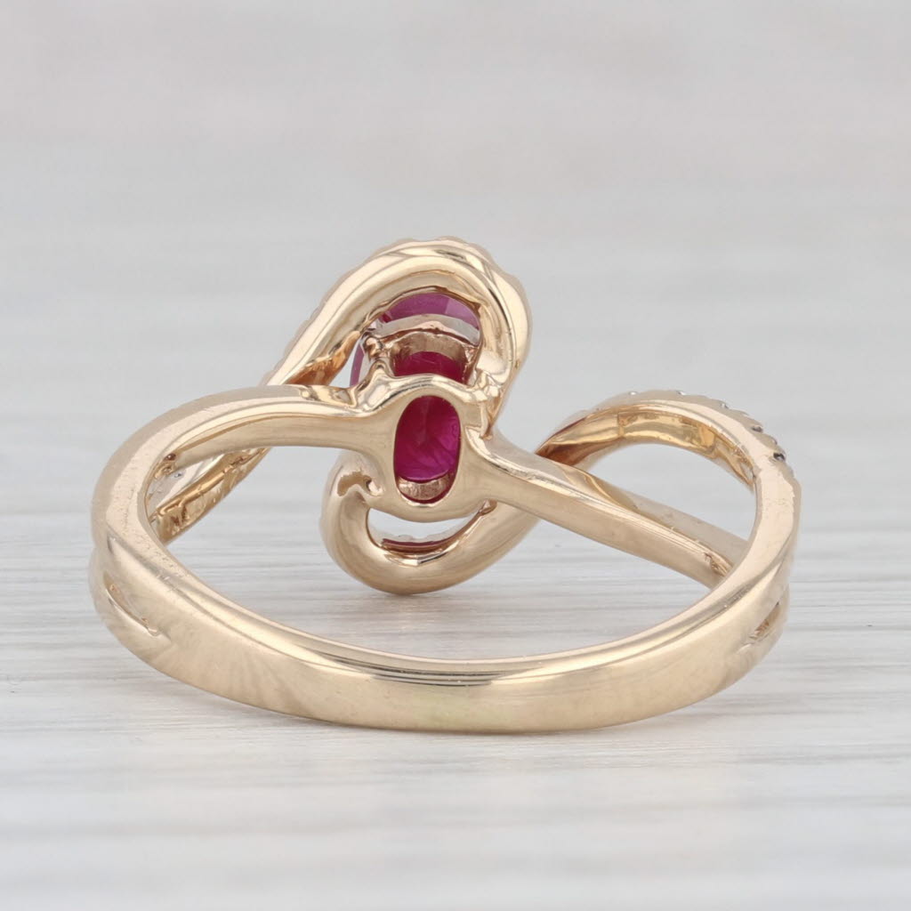 Light Gray 0.66ctw Ruby Diamond Crossover Ring 10k Yellow Gold Size 5.5