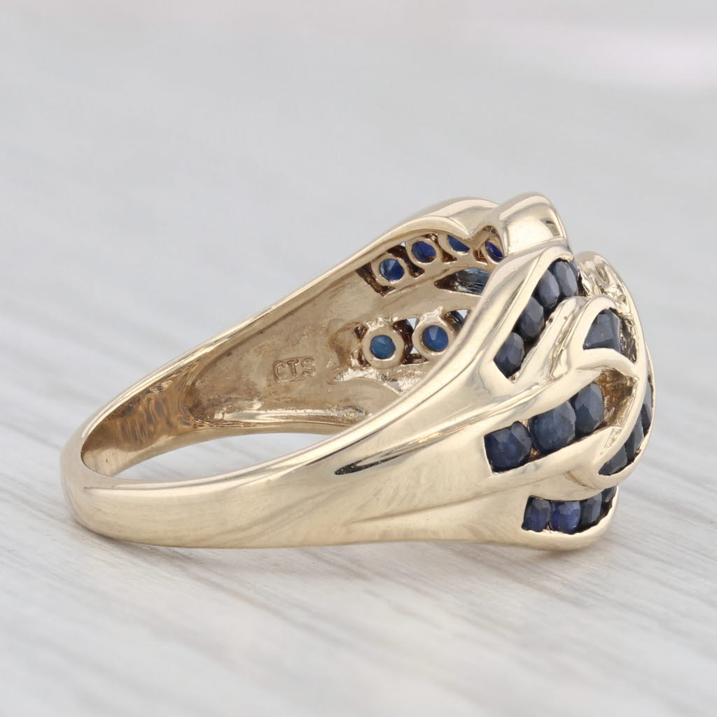 Light Gray 2.25ctw Blue Sapphire Knot Ring 10k Yellow Gold Size 7.25