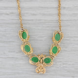 Green Jadeite Jade V Necklace 14k Yellow Gold 17.25" Singapore Chain